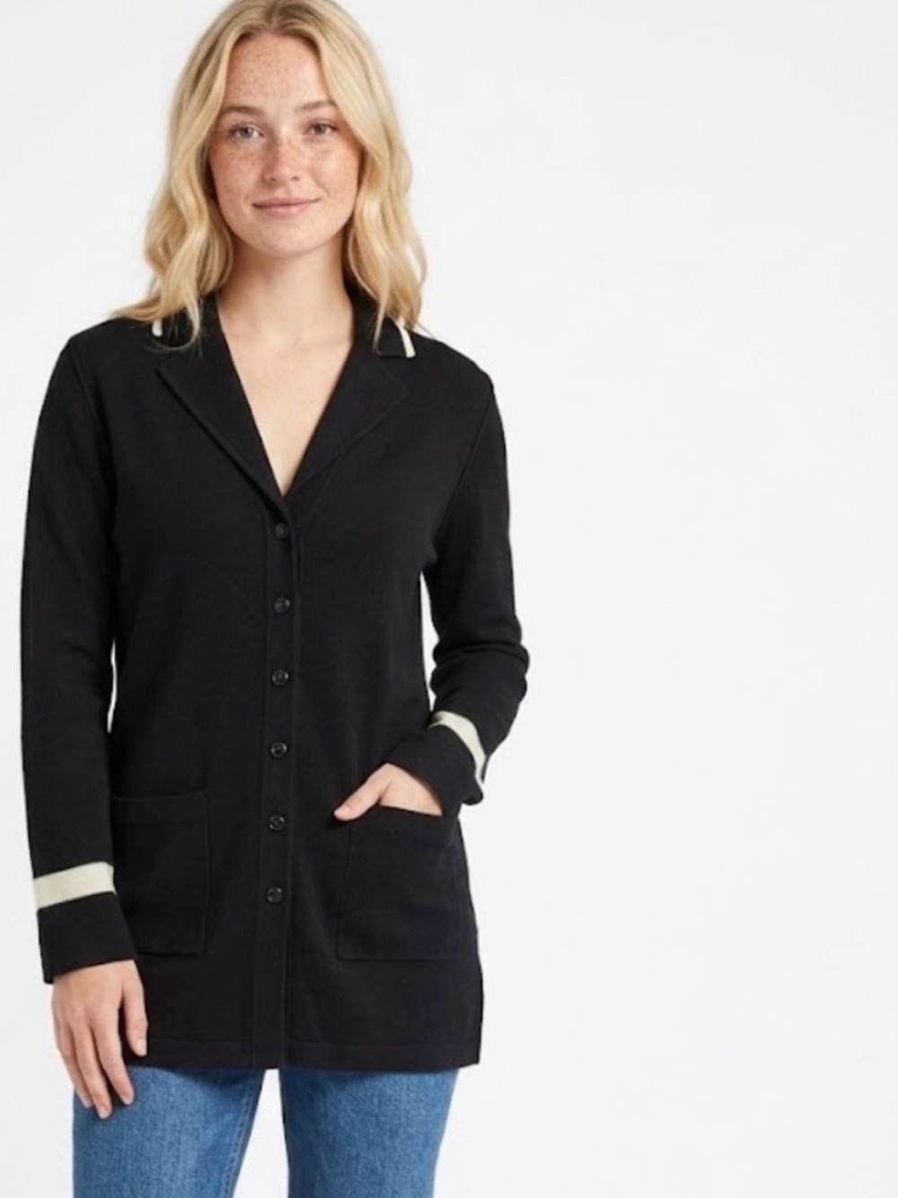Vintage Sonia Rykiel Black and Cream Cardigan Sweater - EU Size 40 (US 8/10)